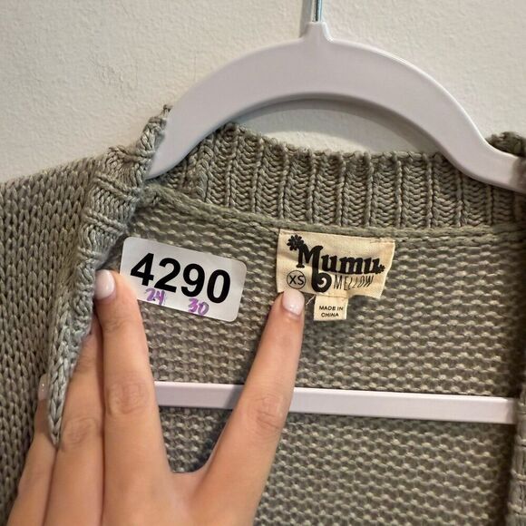 Mumu Mellow Women Gray Cardigan Sweater XS Cable Knit Skull Western Boho Rodeo * - Picture 8 of 8